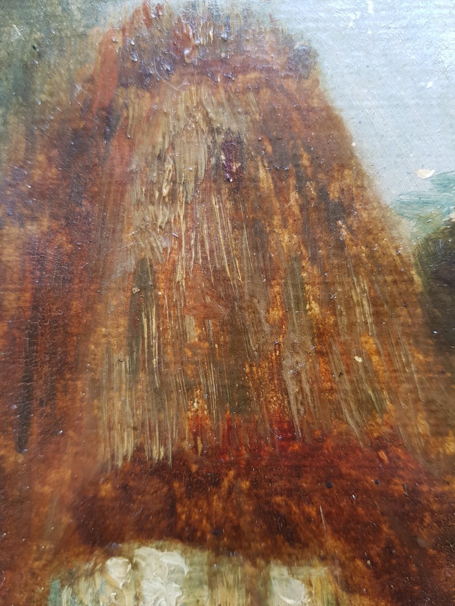 Ziem - Barbizon - Oil On Cardboard - Cottage In Forest - 1850-photo-1