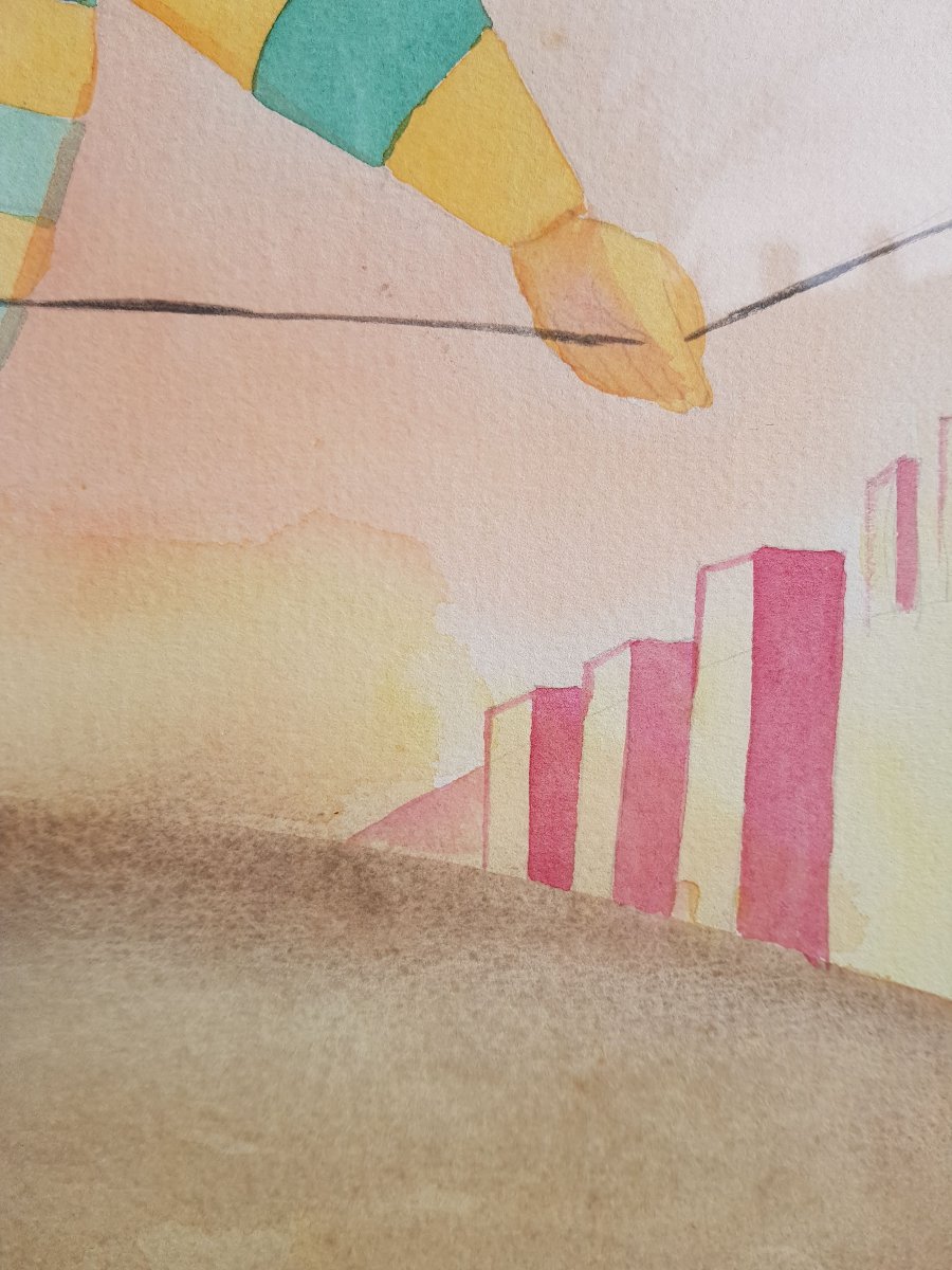 Jean-michel Folon (style Of) - Watercolor - Acrobat-photo-3