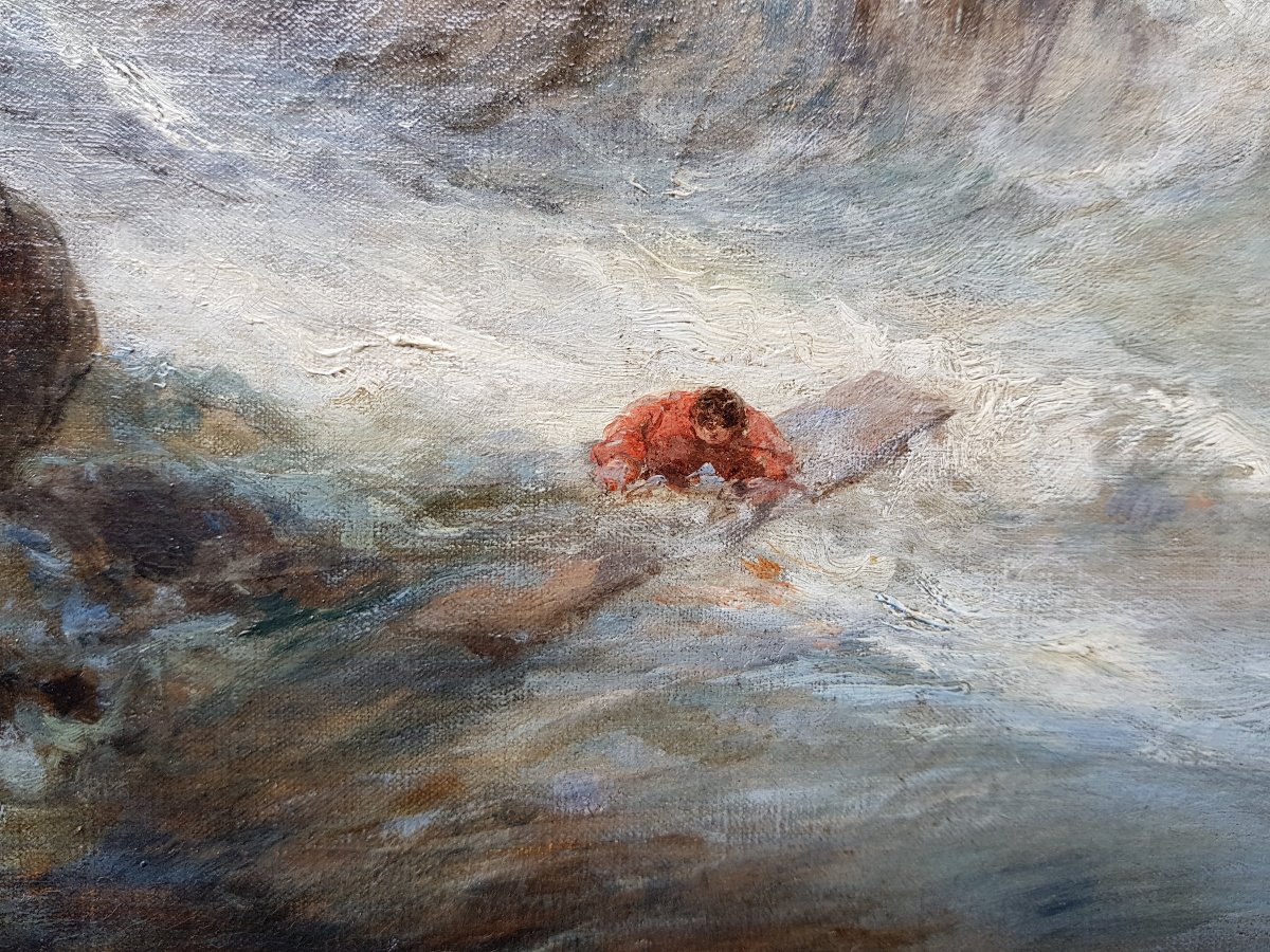 Naufrage - Ecole romantique - Huile sur toile - 1874-photo-2