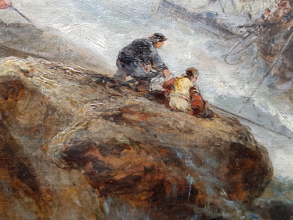 Naufrage - Ecole romantique - Huile sur toile - 1874-photo-3