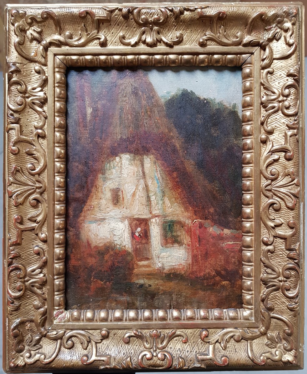 Félix ZIEM - Barbizon - Chaumière en forêt - 1850