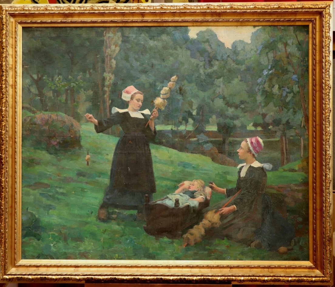 Ecole bretonne - 1900 - Grand tableau 1m30-photo-2