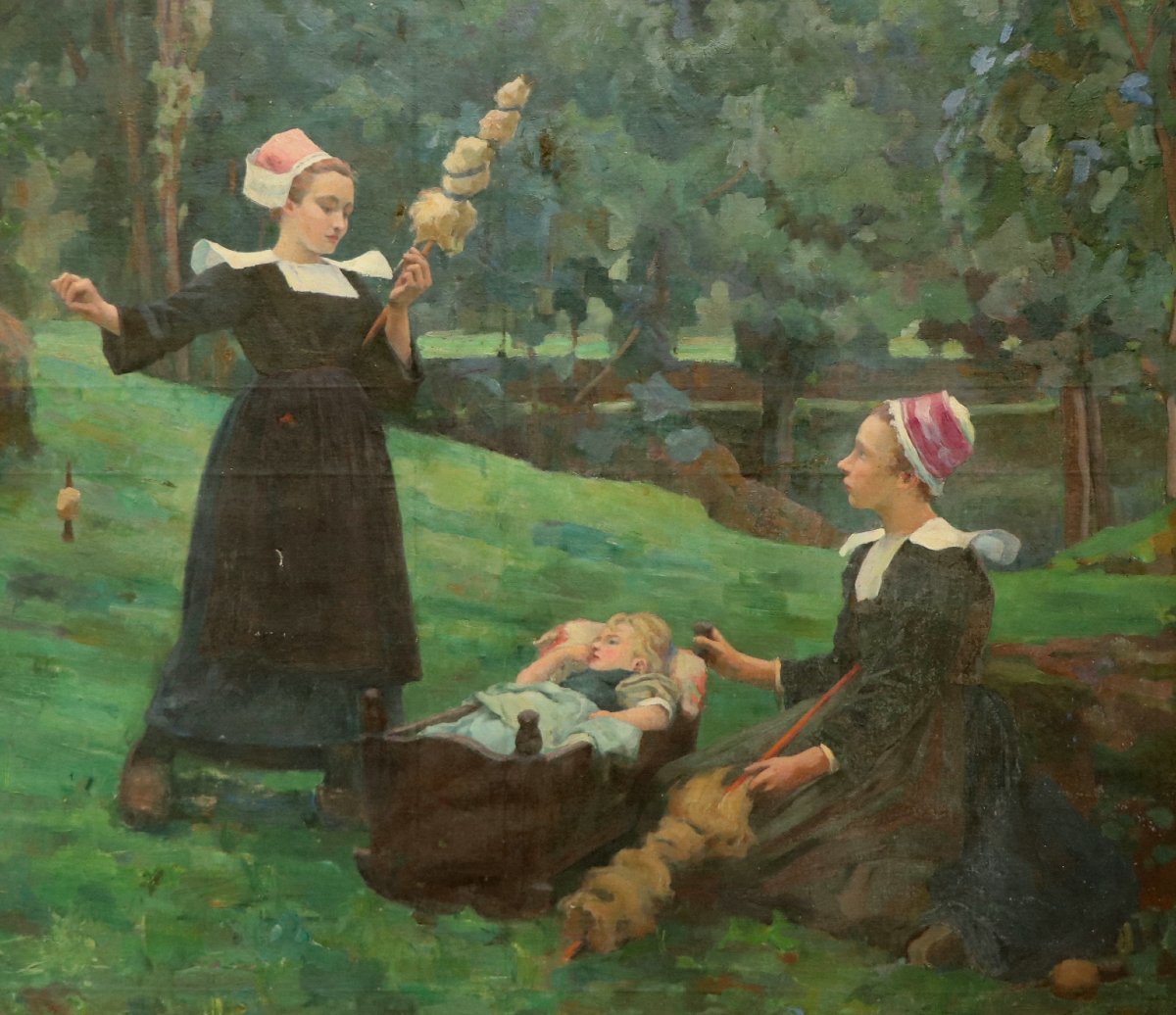 Ecole bretonne - 1900 - Grand tableau 1m30