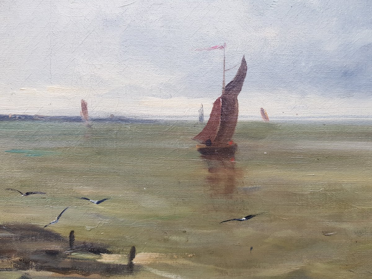DELPY - Huile sur toile - 60 x 73 cms - Voiliers en mer-photo-1