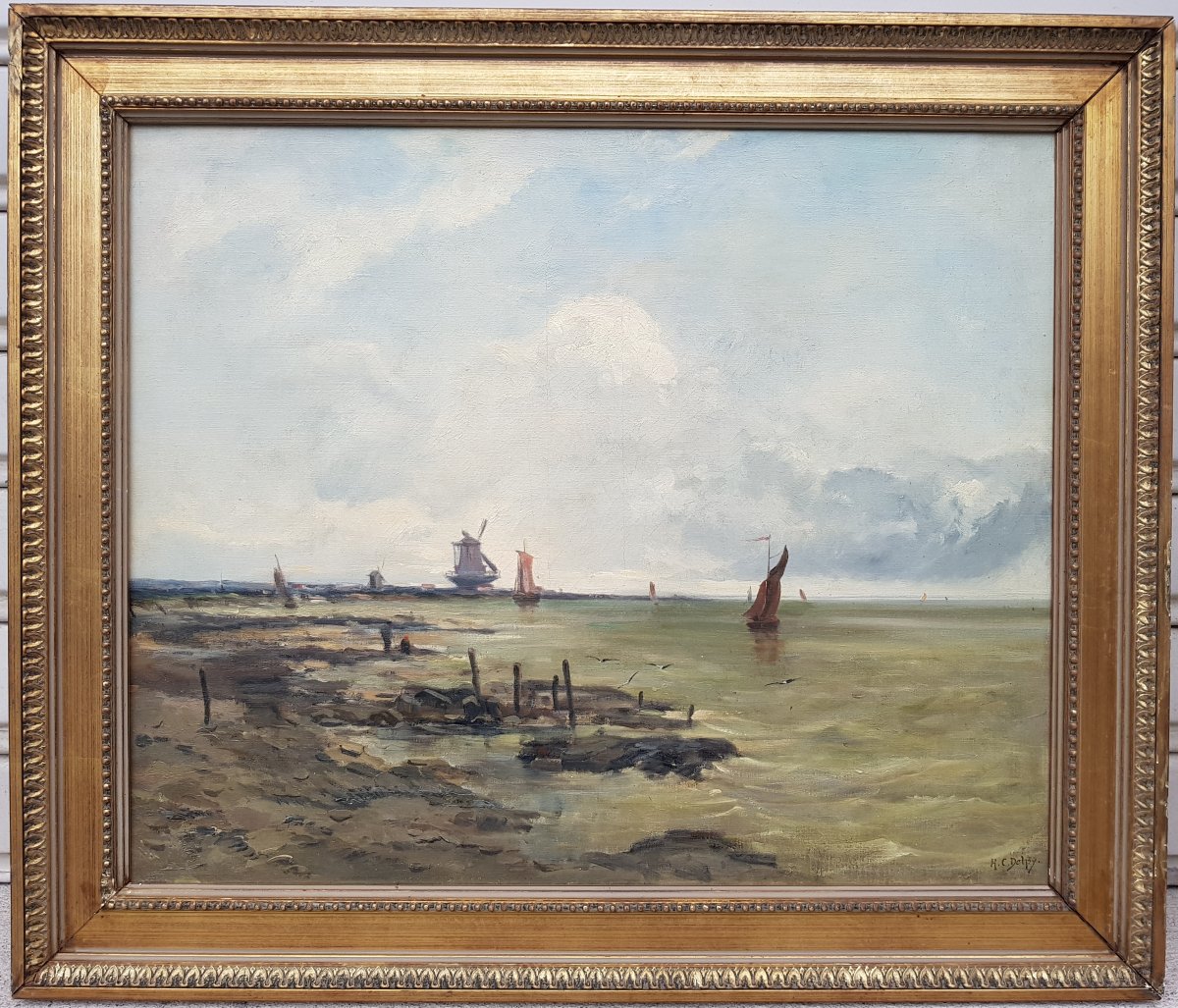 DELPY - Huile sur toile - 60 x 73 cms - Voiliers en mer