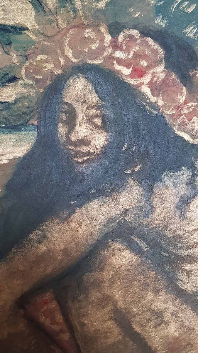 Manzana Pissarro - 65 X 51 Cm - Young Tahitian Woman-photo-4