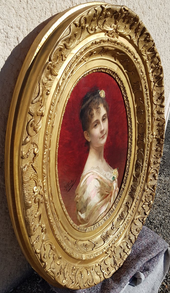 Chantron - Oil On Canvas - 1884 - Woman Portrait-photo-4