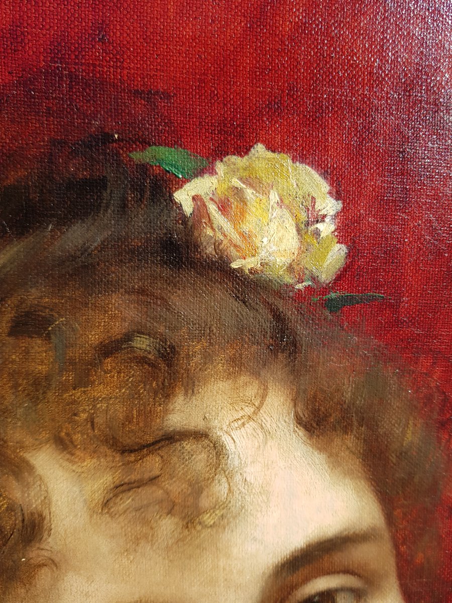 Chantron - Oil On Canvas - 1884 - Woman Portrait-photo-3