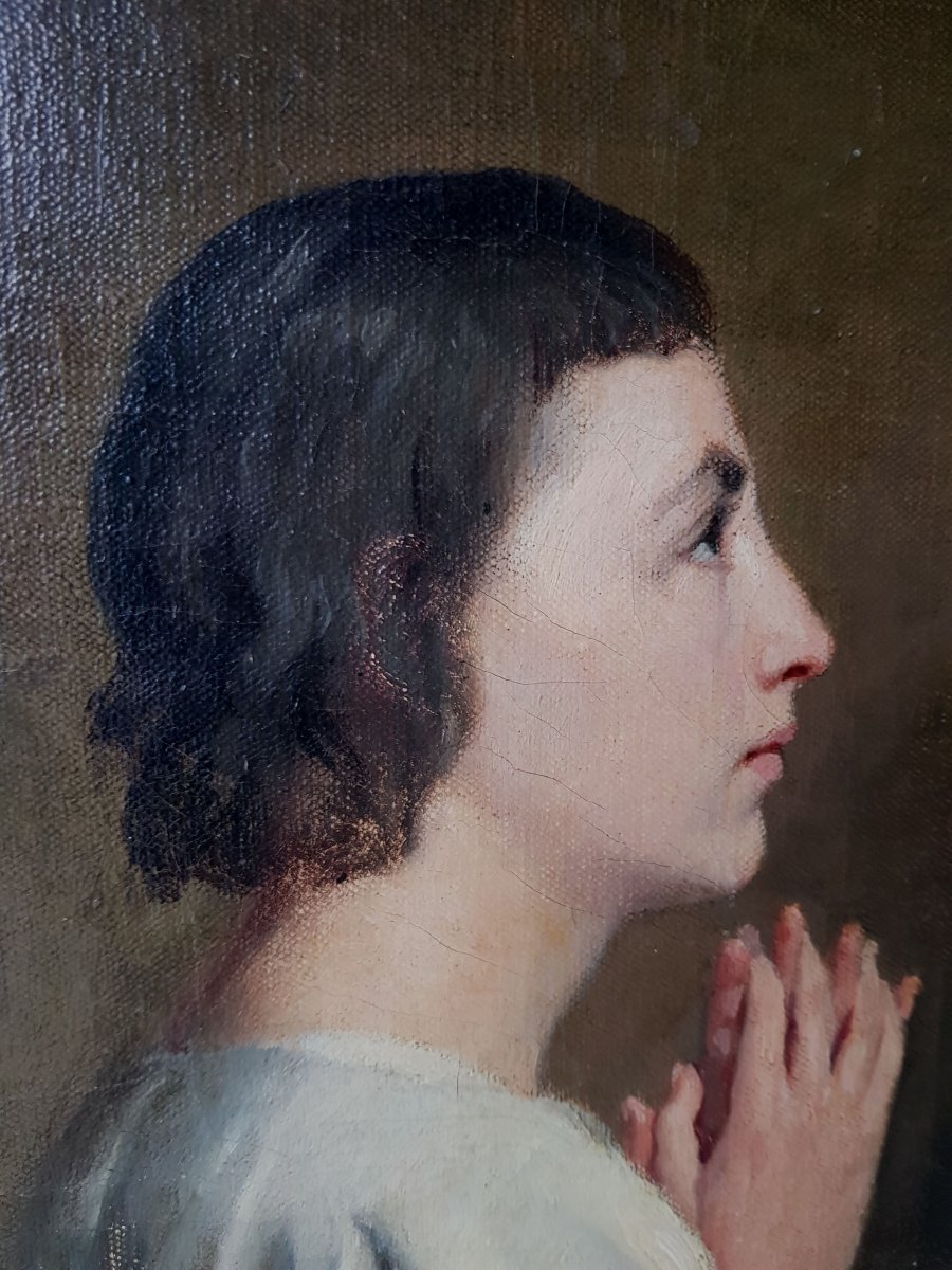 Charles-Henri MICHEL - JEANNE D'ARC PRIANT DANS SA CELLULE A ROUEN - HUILE SUR TOILE - 1904-photo-3