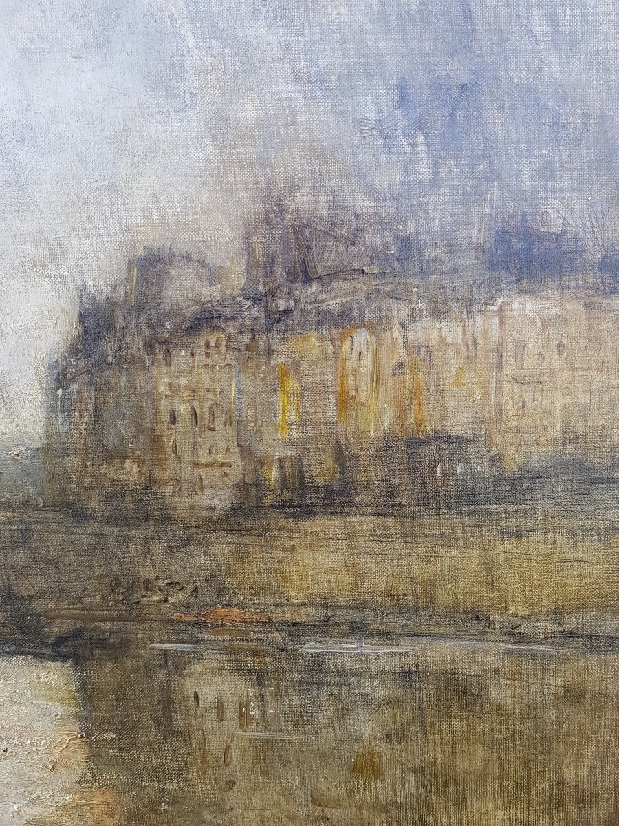 Frank Boggs - American Impressionist - The Seine At Pont-neuf, Paris - Large Oil On Canvas -photo-5