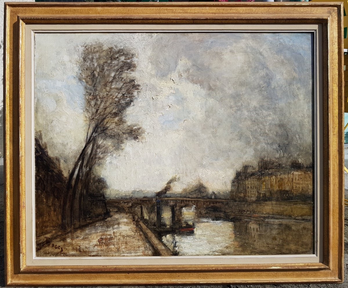 Frank Boggs - American Impressionist - The Seine At Pont-neuf, Paris - Large Oil On Canvas 
