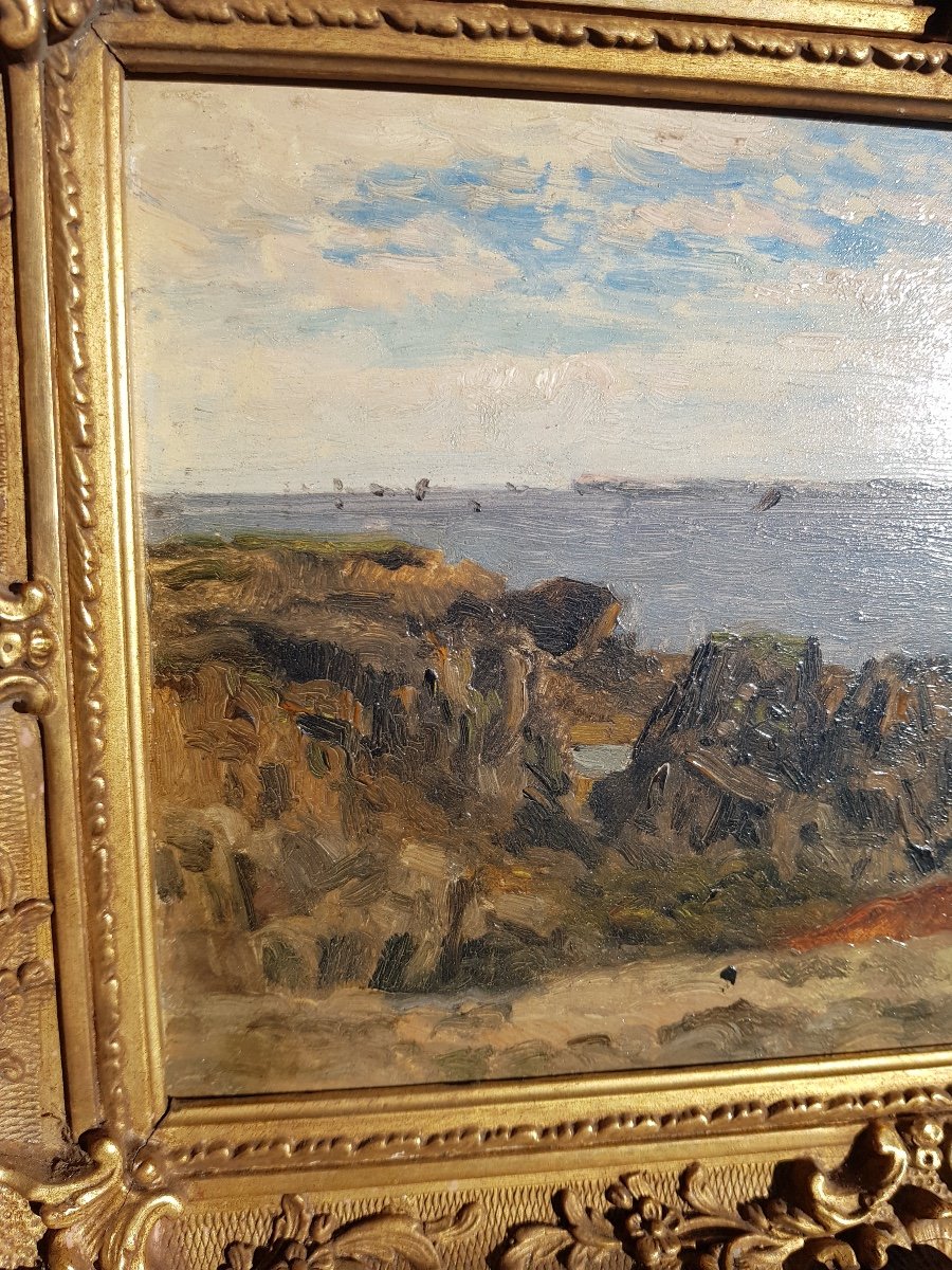 Hippolyte-camille Delpy - Sailboats At Sea - Rare Oil On Panel - C.1880-photo-2