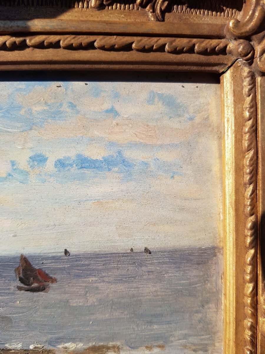 Hippolyte-camille Delpy - Sailboats At Sea - Rare Oil On Panel - C.1880-photo-6