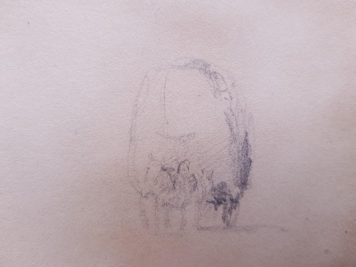 Camille PISSARRO - FOIRE ST MARTIN A PONTOISE - DESSIN CRAYON-photo-7