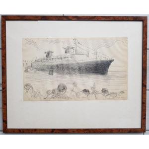 Marin-marie - Liner France - Rare Drawing