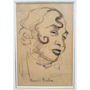 PICABIA - Dessin portrait - Joséphine Baker ? - Certificat 