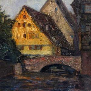 Oil On Canvas - 1925 - Bridge On The Canal - Monogram