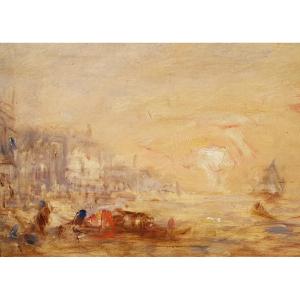 Felix Ziem - Oil On Panel - C.o.a - Venice, Setting Sun