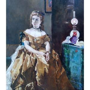Alfred Stevens - Oil On Panel 1890 - Return From The Ball