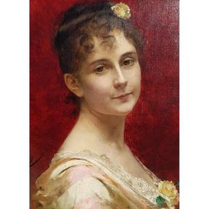 Alexandre-jacques Chantron - Woman Portrait - 1884