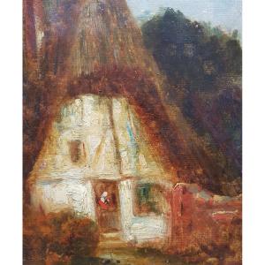 Félix ZIEM - Barbizon - Chaumière en forêt - 1850