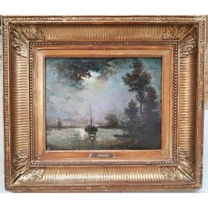 Ecole hollandaise XIXè - JONGKIND - Canal au clair de lune 