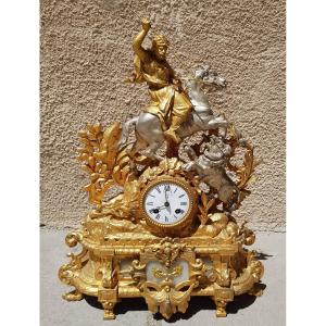 PENDULE ORIENTALISTE XIXè - Chasse au lion