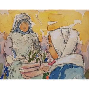Henry MORET - Pont-Aven - Aquarelle - Bretonnes