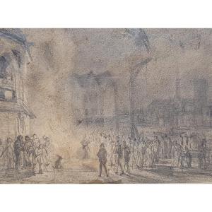 DAUBIGNY - Dessin 1840 - Esmeralda / Notre-Dame de Paris