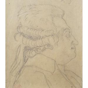 Eugène Delacroix - Pencil Drawing - Portrait Mirabeau