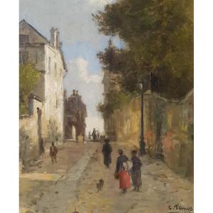 Charles Pecrus - Street In Montmartre, Paris - 1880