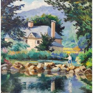 Paul-Emile PISSARRO - Huile sur toile - 54 x 65 cms - Rivière