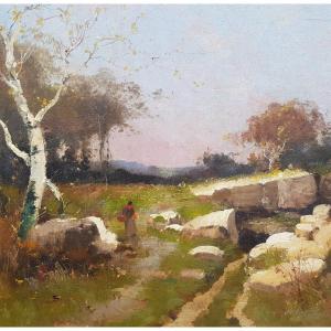 Galien Laloue - Large Oil On Canvas - Animated Landscape