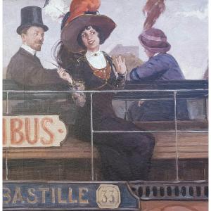 Zeytline - Oil On Canvas - Belle Epoque - Omnibus, Paris