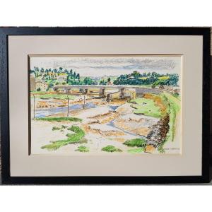 Yvonne JEAN HAFFEN - Grand dessin - La Rance - DINAN