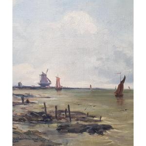 Hippolyte-camille Delpy - Oil On Canvas - Sailboats At Sea