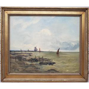 DELPY - Huile sur toile - 60 x 73 cms - Voiliers en mer