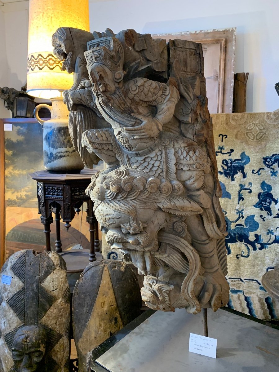 Sculpture Bois Chine XVIII …élément D’architecture .-photo-2