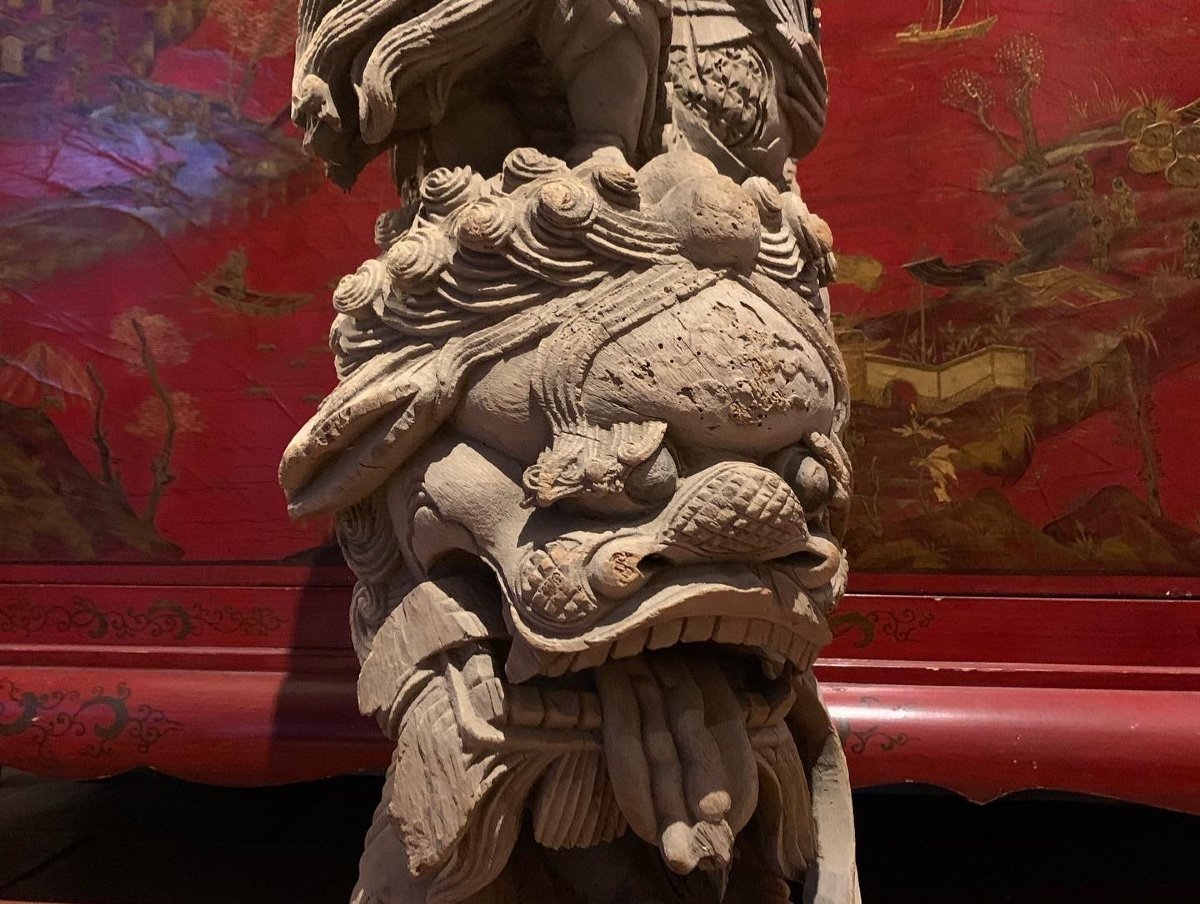 Sculpture Bois Chine XVIII …élément D’architecture .-photo-3