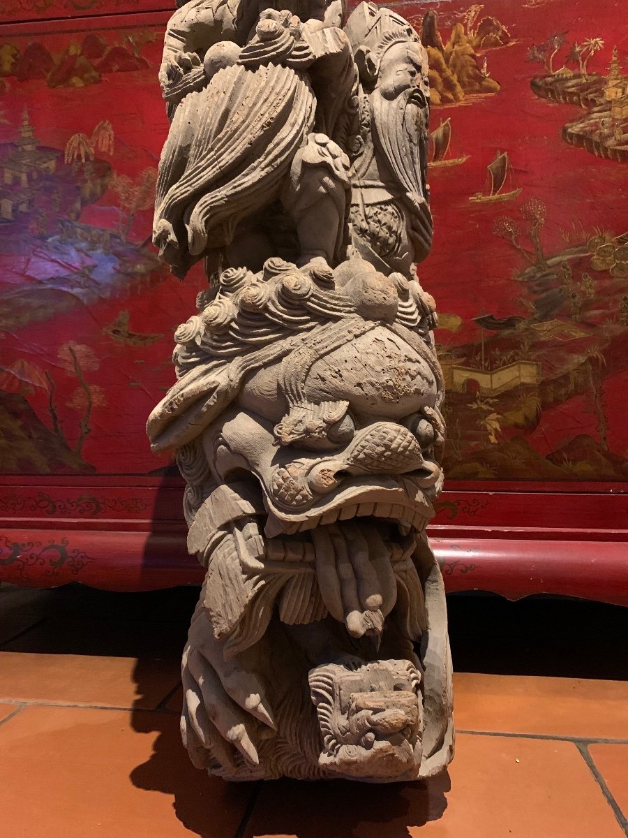 Sculpture Bois Chine XVIII …élément D’architecture .-photo-4