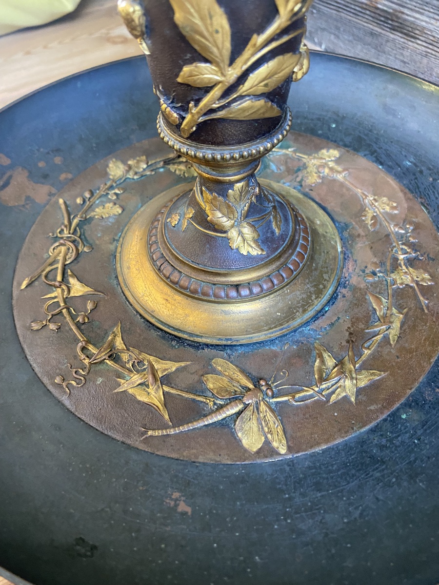 Bronze And Baccarat Crystal Centerpiece.-photo-4