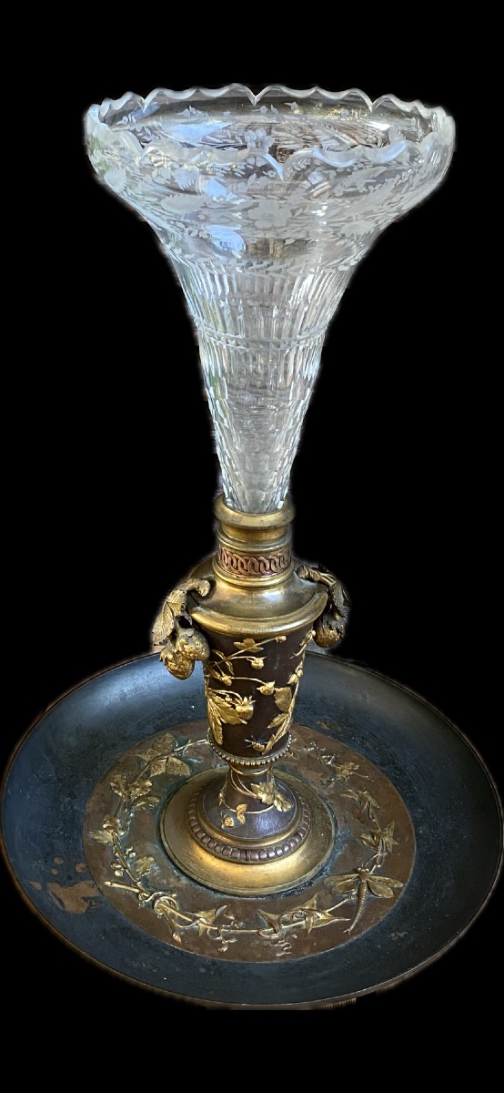 Bronze And Baccarat Crystal Centerpiece.