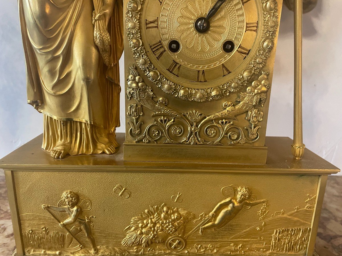 Restoration Pendulum In Gilt Bronze By Guyerdet Ainé Paris 1830-photo-3