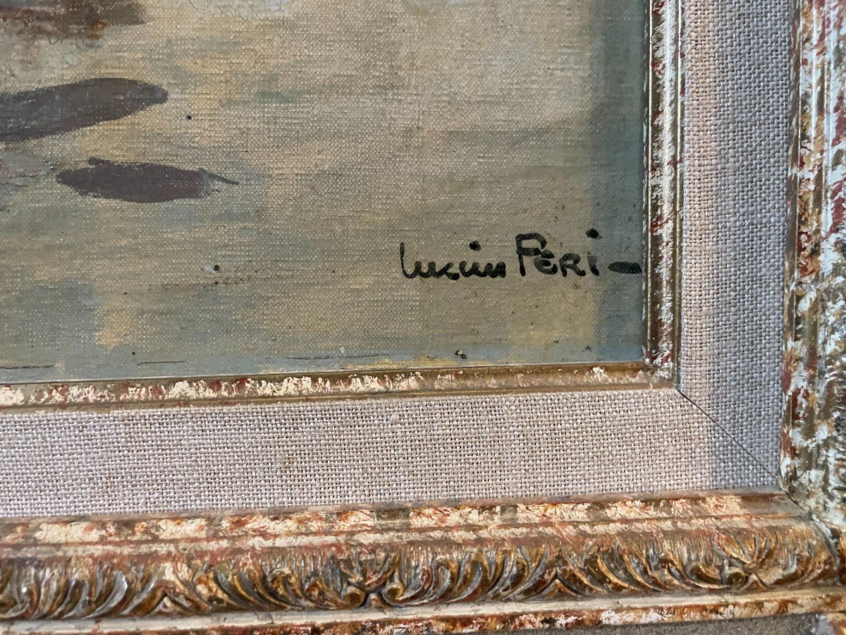 Grand Tableau De Lucien Peri ( 1880-1948) Représentant St Florent Corse Huile Sur Toile-photo-3
