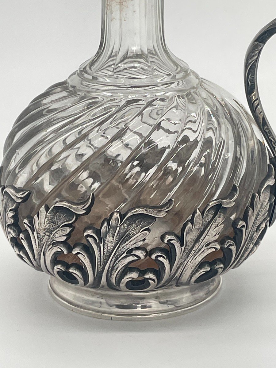 Baccarat Ewer In Silver Metal From The 19th Century-photo-2