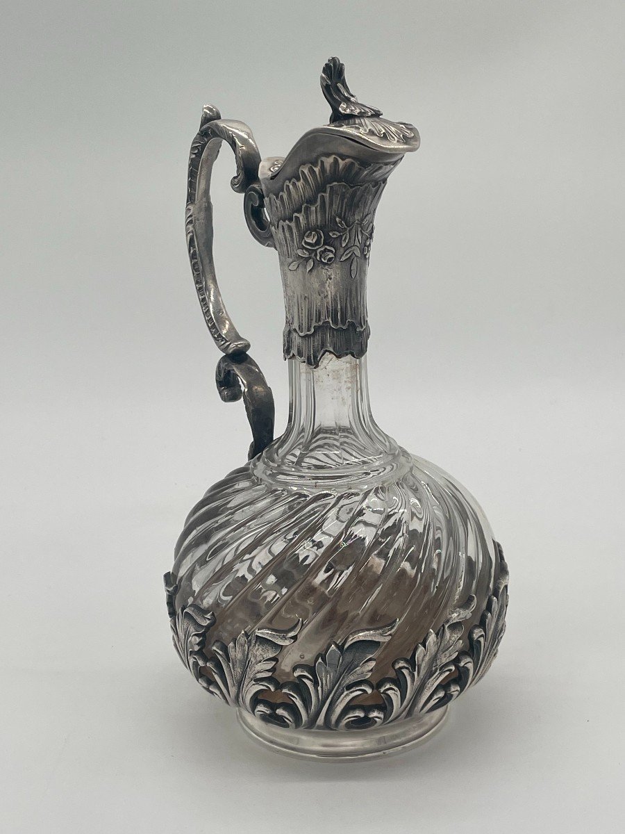 Baccarat Ewer In Silver Metal From The 19th Century-photo-4