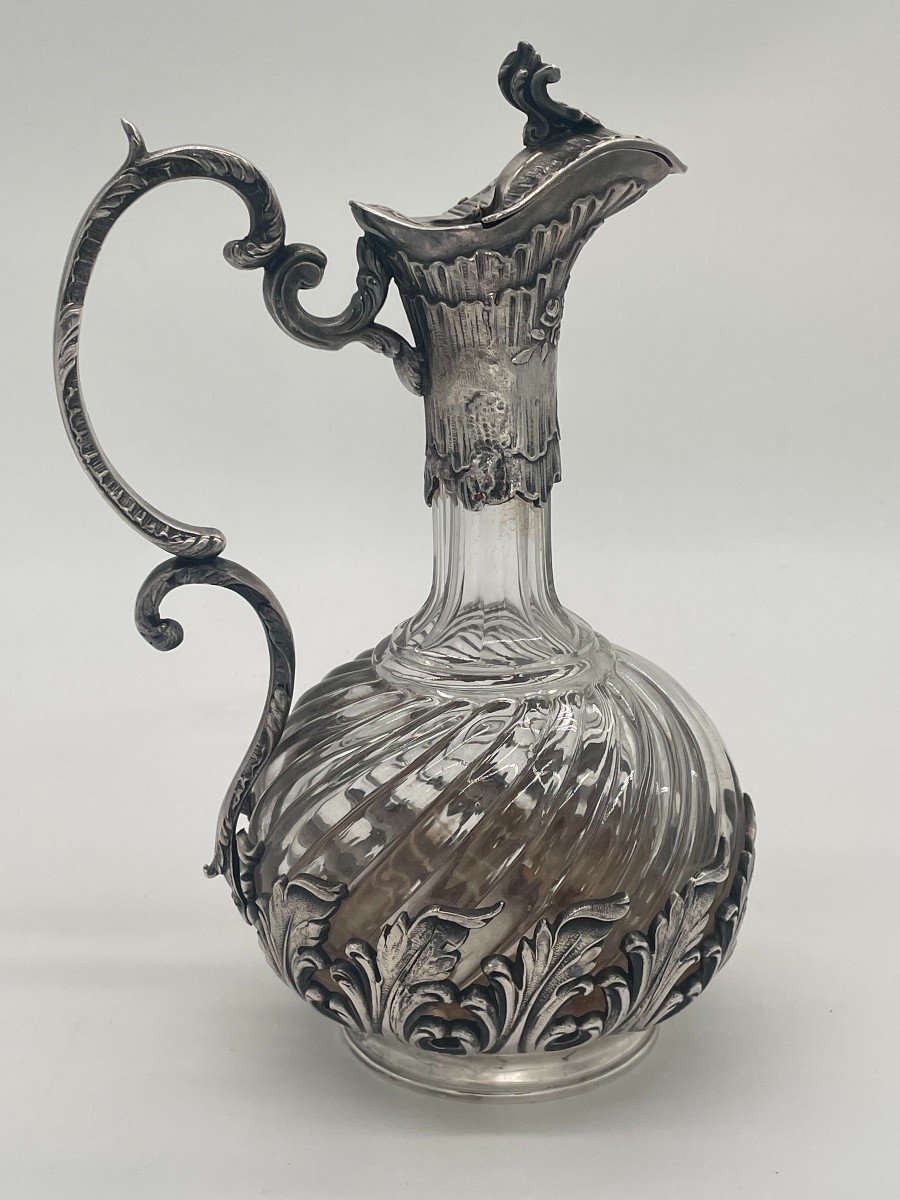 Baccarat Ewer In Silver Metal From The 19th Century-photo-1
