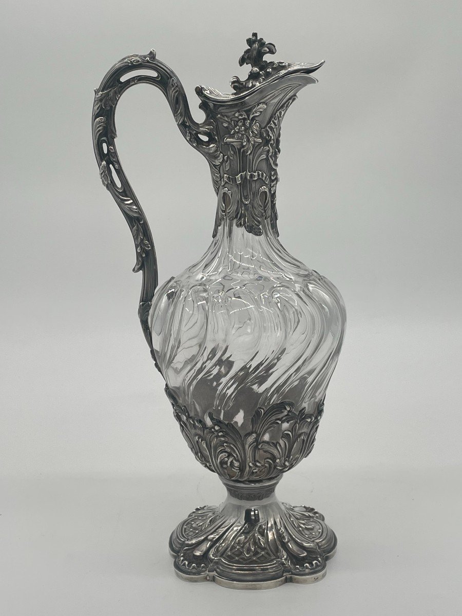  Ewer In Baccarat Cut Crystal And Silver Minerva 1st Title, By Edmond Tétard -photo-2