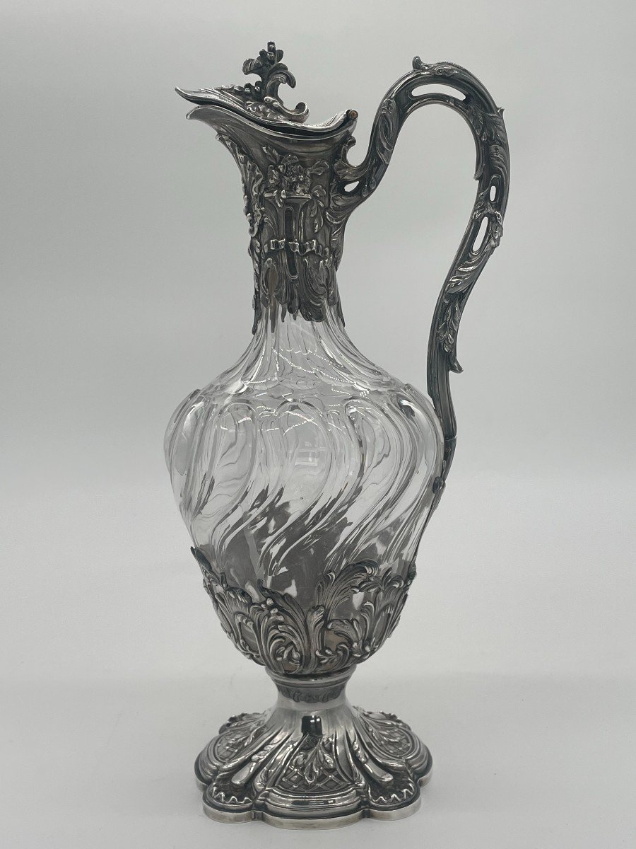 Ewer In Baccarat Cut Crystal And Silver Minerva 1st Title, By Edmond Tétard 