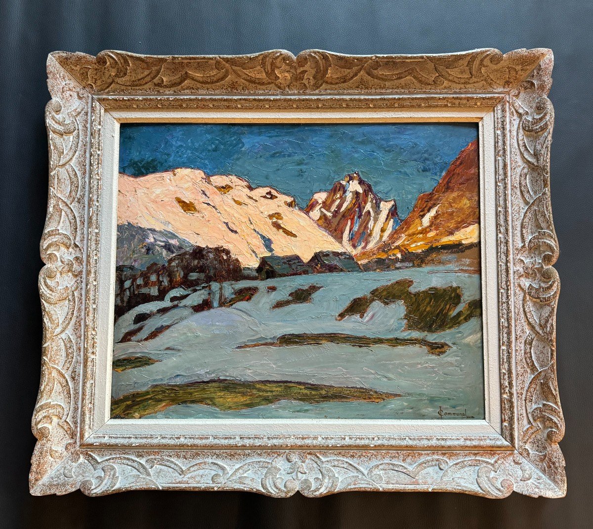 Joseph Victor Communal (1876-1962). Vue d'Un Village Dans  Les Montagnes (montblanc ?)-photo-1
